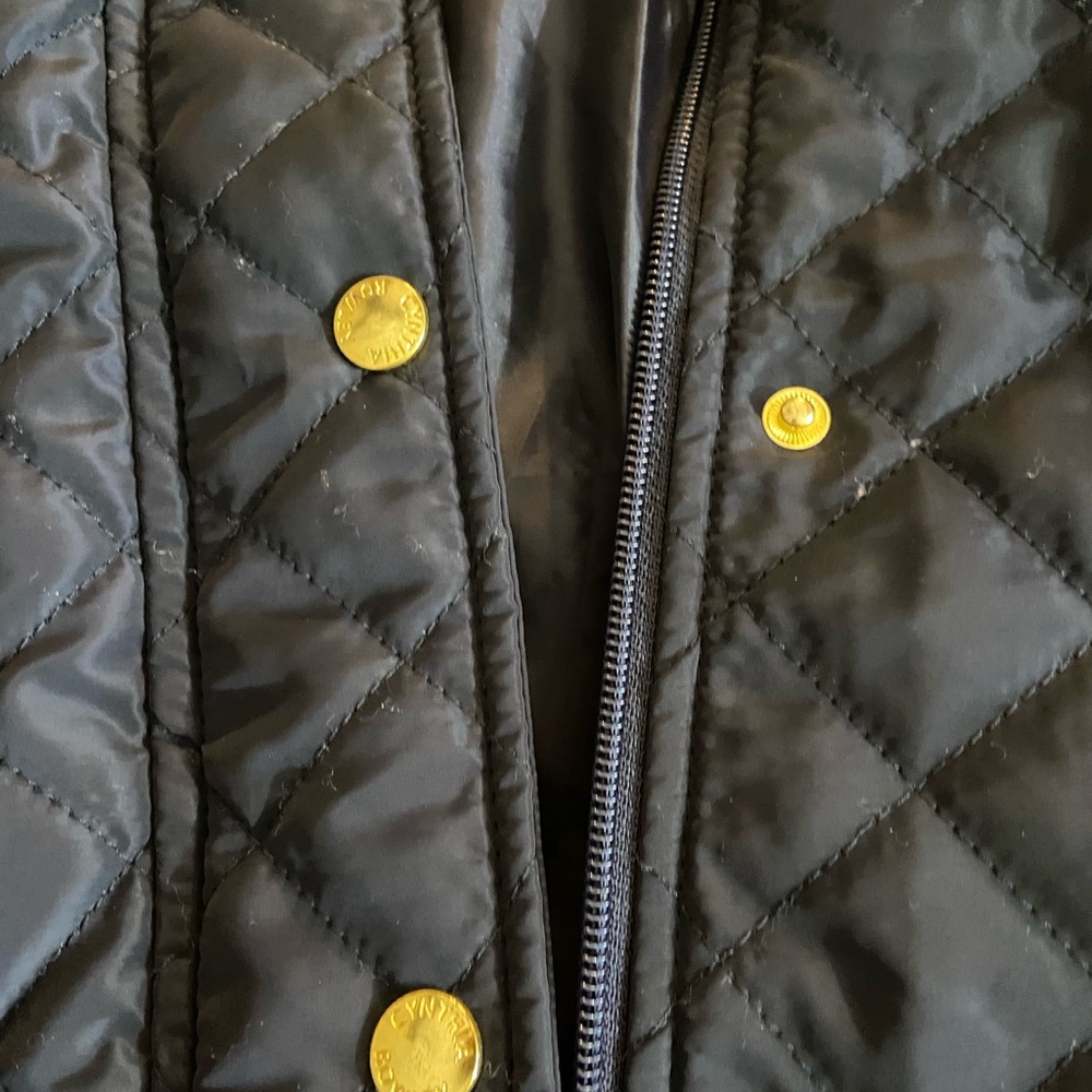 Vest-women’s blue quilted with gold buttons.Cynthia Rowley.SZ large - Picture 2 of 10